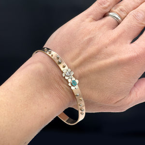 14K Paraiba Tourmaline and Diamond cuff bracelet, One of a Kind, Rose Gold
