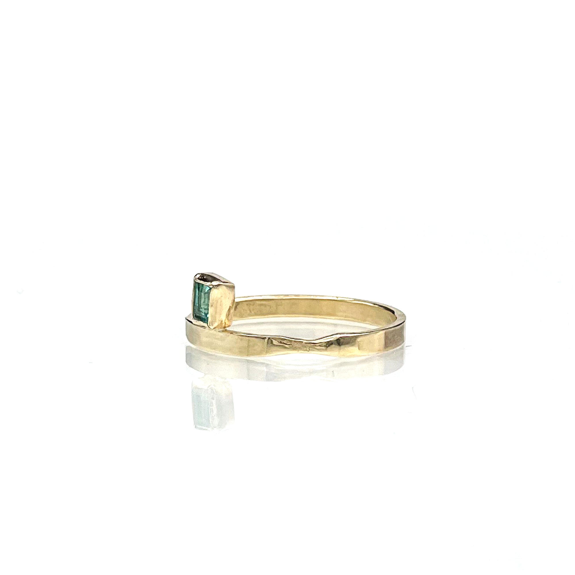 14K Paraiba Tourmaline Ring, Geometric Stacking Ring, SOLID Gold one of a kind