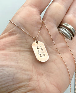 Diamond Dog Tag Necklace, 14k solid gold Leaf Necklace, April Birthstone