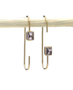 14K Tourmaline Earrings, Long Lavender Tourmaline Earrings, Solid Gold